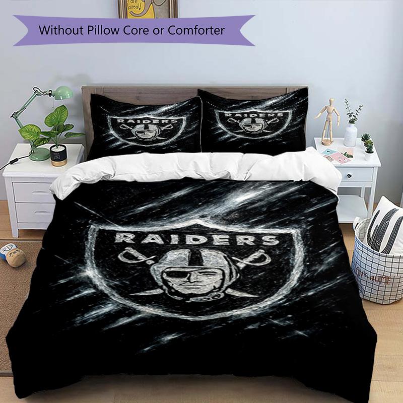 Raiders Football Legacy Printed Pattern Duvet Cover Set – includes 1 duvet cover and 2 matching pillowcases Bedroom decor Christmas gifts
