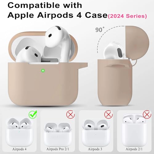 AirPods 4 Silicone Case Protective Silicone Cover with Keychain Wireless Charging Feature for Women and Gift Seekers