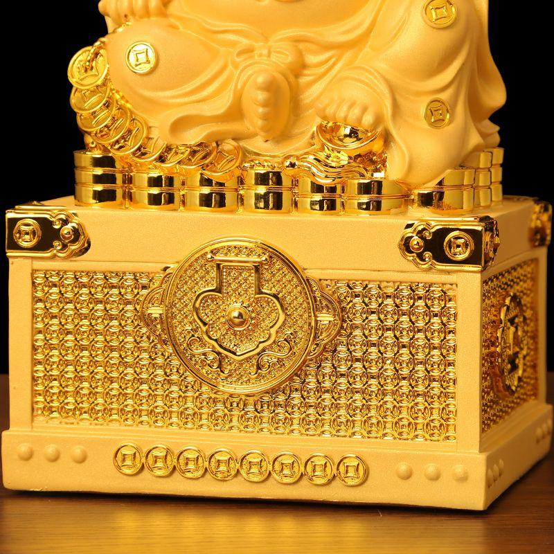 Maitreya Buddha Golden Statue Ornament Wealth Attraction Savings Bank Laughing Buddha Wealth Box Living Room  Decoration