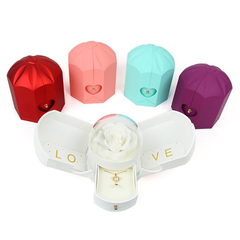 Forever Flower Jewelry Box Creative Flower Jewelry Box Necklace Storage Container for Wife's Special Occasion