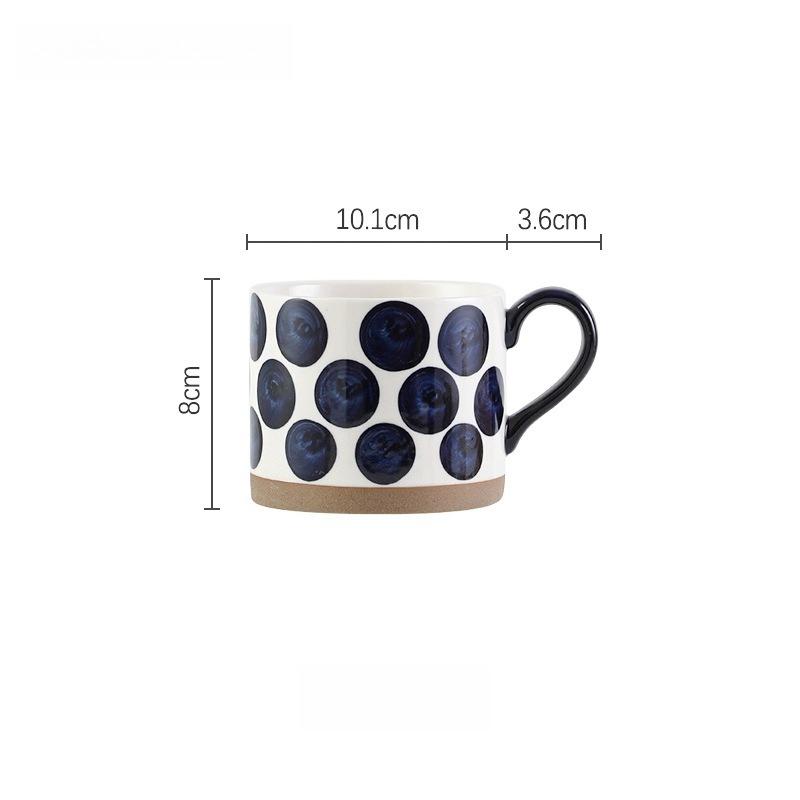 Cute Fruit Polka Dot Ceramic Mug 420ml, Hand Painted Porcelain Coffee Tea Cup, Large Capacity Breakfast Drinking Cup for Daily Use