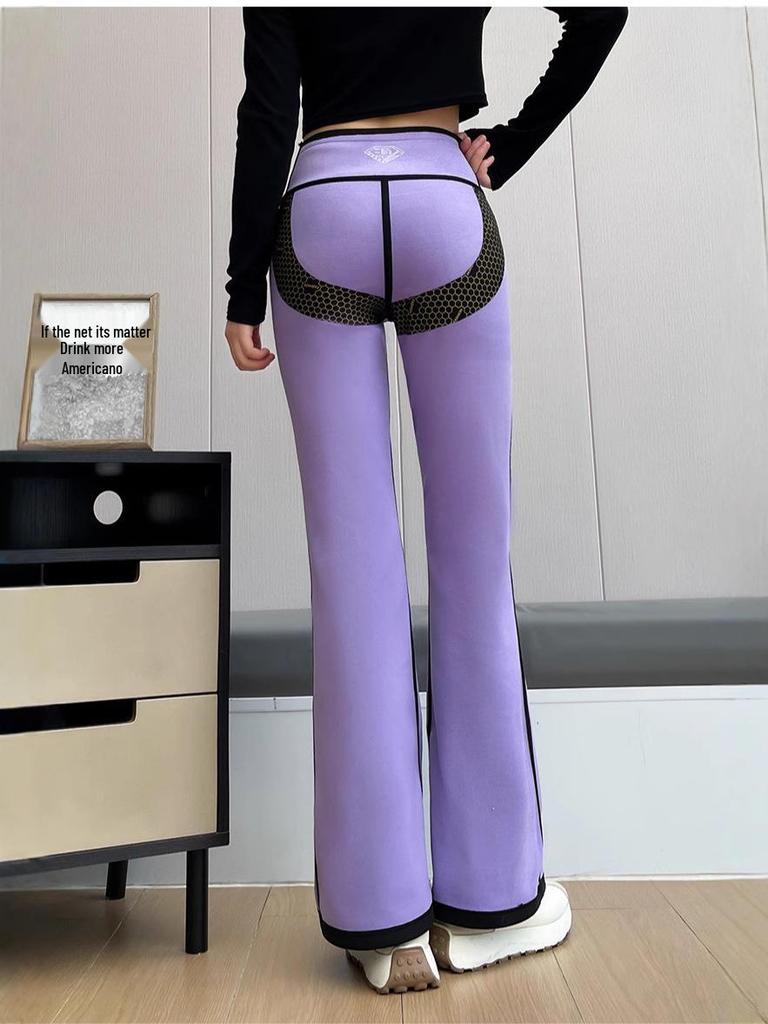 Women's Velvet Micro Flare Pants: High Waist, Tummy Control, Hip-Lifting, Warm, Slimming Yoga Wear for Winter