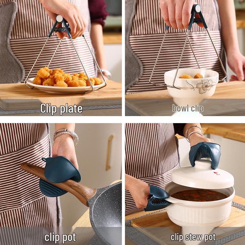 Stainless Steel Heat-Resistant Kitchen Bowl and Plate Clamp