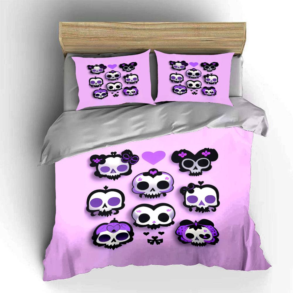 Skull-Themed Cute Accessories Set Kid'S And Adults' Bedroom Decor, Exquisite Three-Piece Bedding Set Gift
