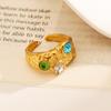 18k Gold Plated Waterproof Irregular Zirconia Ring for Women - Stainless Steel, Titanium, European/American Style.