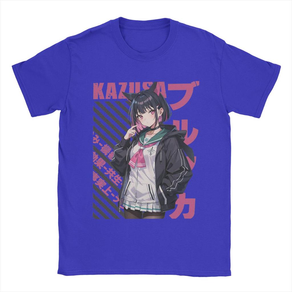 Blue Archive Kyouyama Kazusa Men T Shirts Anime Funny Tee Shirt Short Sleeve Round Neck T-Shirt Pure Cotton Printing Tops
