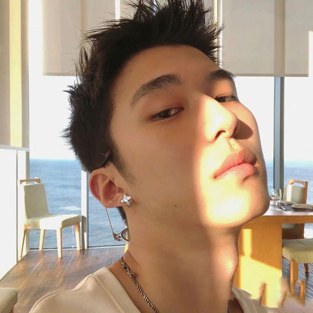Korean Style Men Cross Earrings Micro Inlay Rhinestone Zircon Ear Hoop Punk   Gift