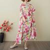 Ladies' Retro Gentle Wind and Cloud Brocade Cotton and Hemp Hooded Dress