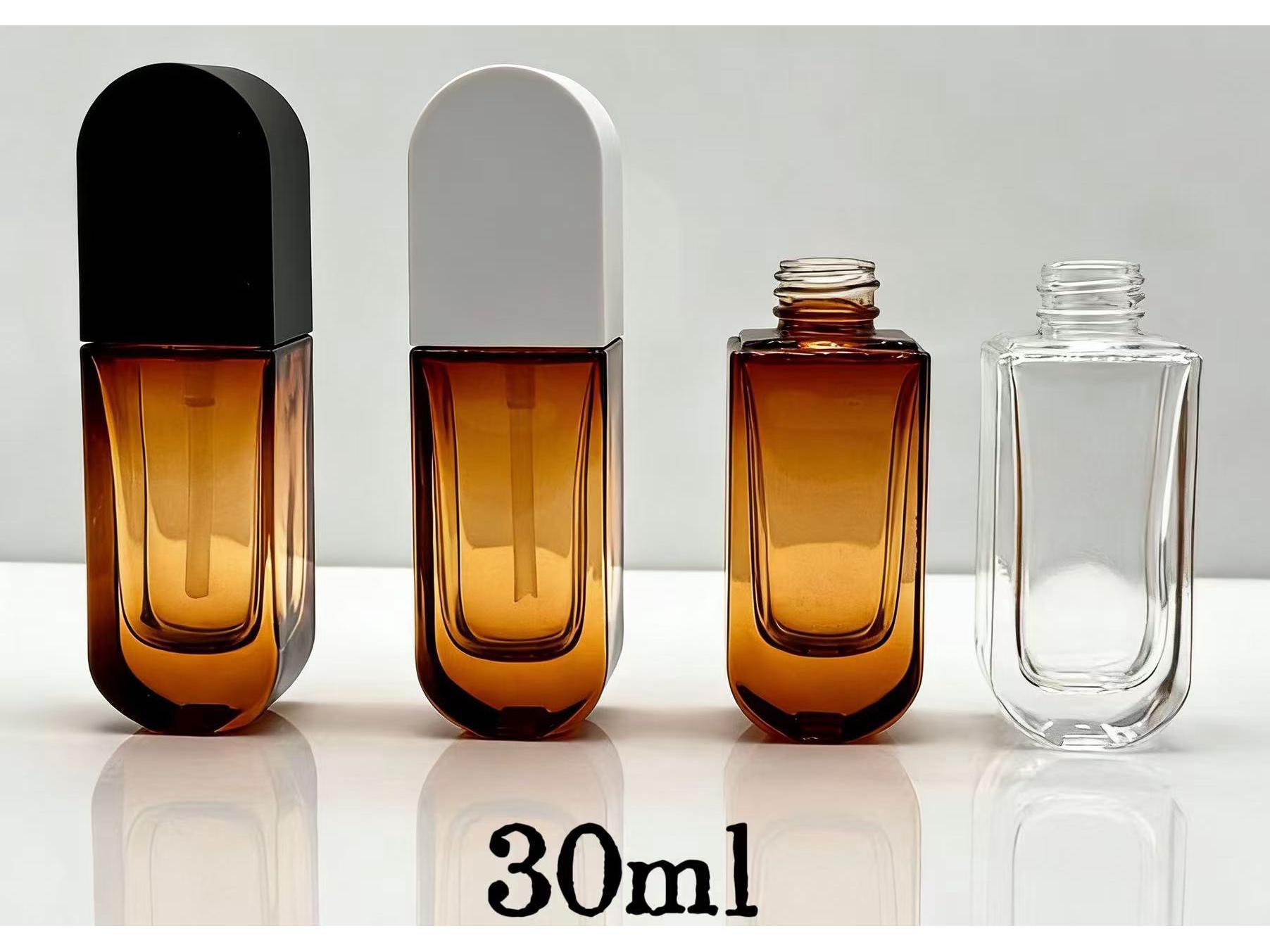 30ml Oval Foundation Bottle with Round Arc Cap and Lotion Press Dispenser for Serum and BB Cream.