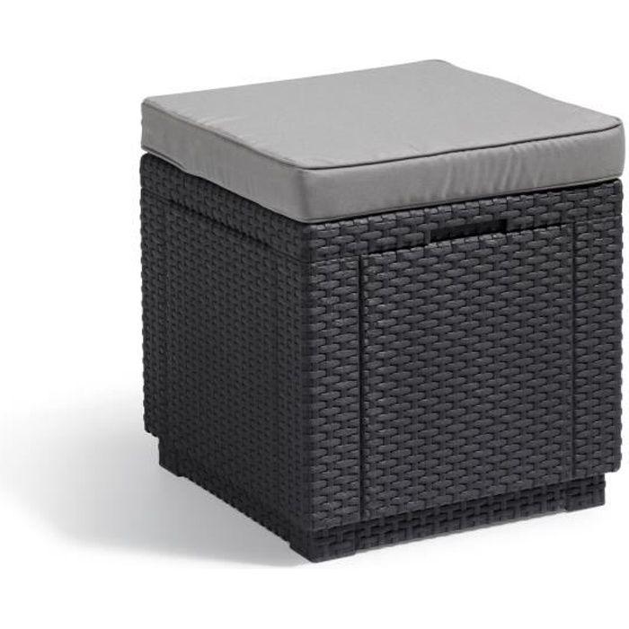 Keter Garden Beanbag Table - ALLIBERT by KETER - Cube with Cushion - Graphite Gray - 47.1 L