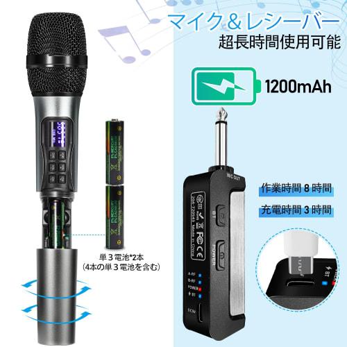 Kithouse Wireless Bluetooth Karaoke Microphone, Set of 2, LED Display, Battery-Powered, UHF 10-Channel Dynamic Microphone with 6.35mm Receiver, Handhe