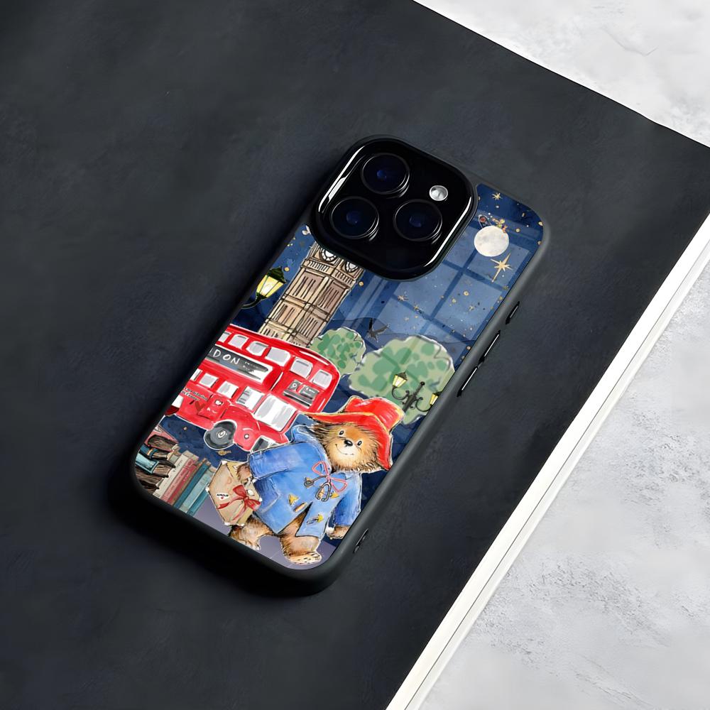 Cute P-Paddingtons Bear Phone Case For IPhone 17 Pro Max 16 15 14 13 11 Pro Max Plus Glass Phone Case