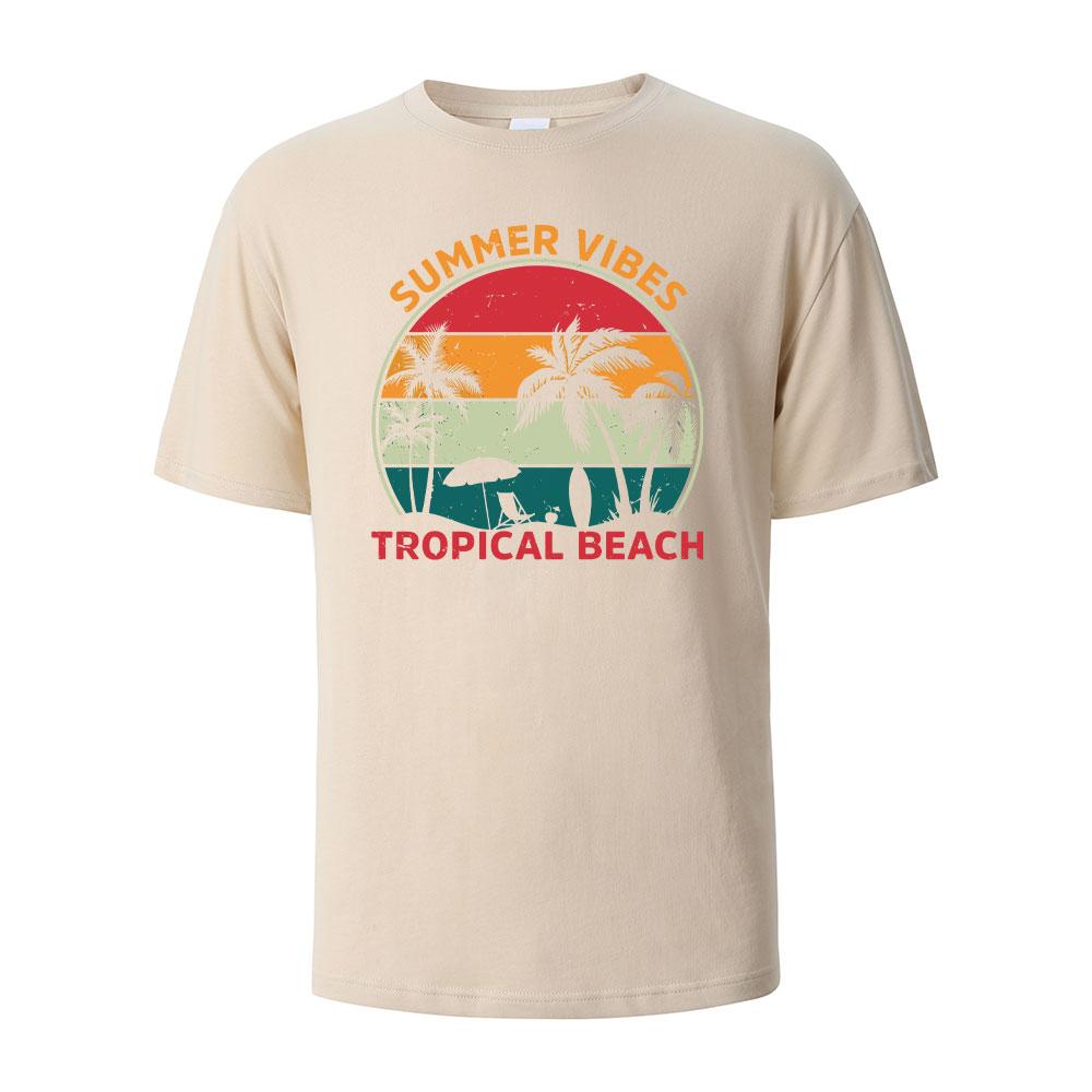 SummerVibes Printing Mens Tshirt Casual Breathable Tshirts 100Cotton Funny Tops Street Oversized TShirts For Men Women Oneck