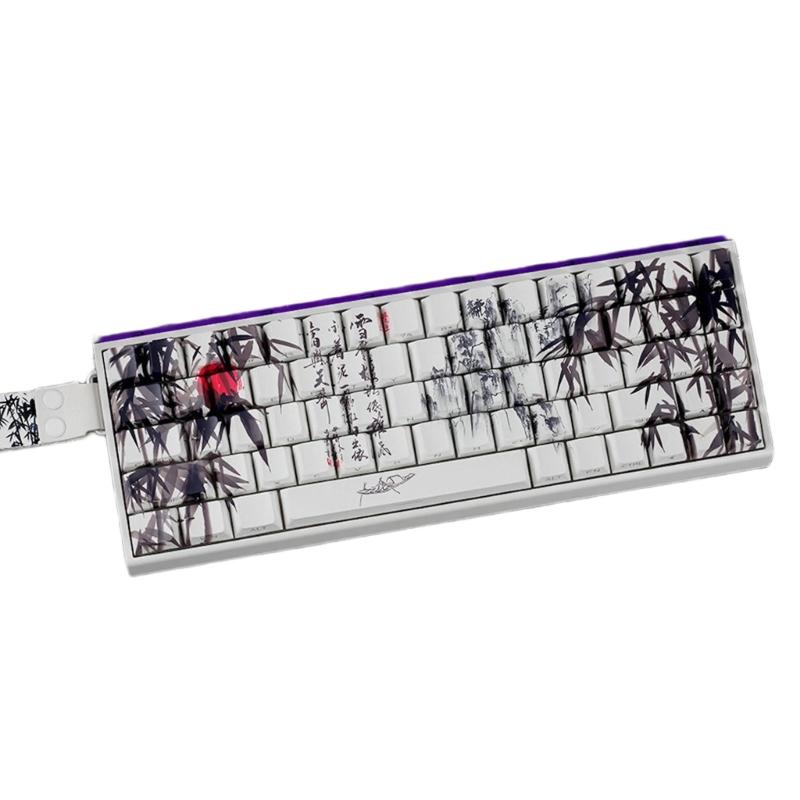 Bambuswald-Thema PBT Tastenkappen Originalprofil Farbstoff Sub Seitendruck Für 61 64 68 ANSI ISOs Mechanische Tastaturen