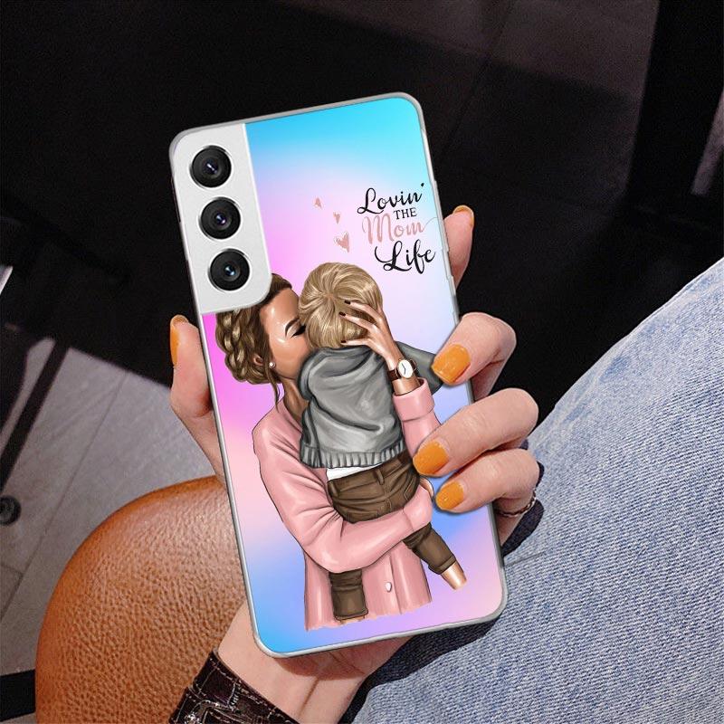 

Woman Fashion Girl Super Mom Baby Phnoe Case for Samsung Galaxy S26 S25 Edge S23 S24 Ultra S22 Plus S21 S20 FE Unique Cover Soft Samsung S21 Plus