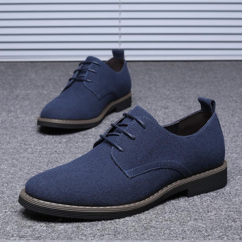 Men's Matte Casual Round Head Shoes Men's Leather Shoes Lace-up Fashion Trend Large Size Men's Shoes