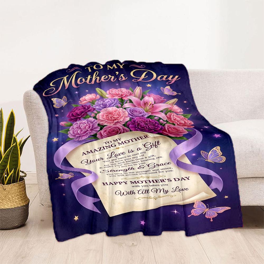 Mother's Day Greeting Card Blanket Suitable for Sofas,travel, Living Rooms Also a Good Gift for Friends and Family Suitable for All Seasons.