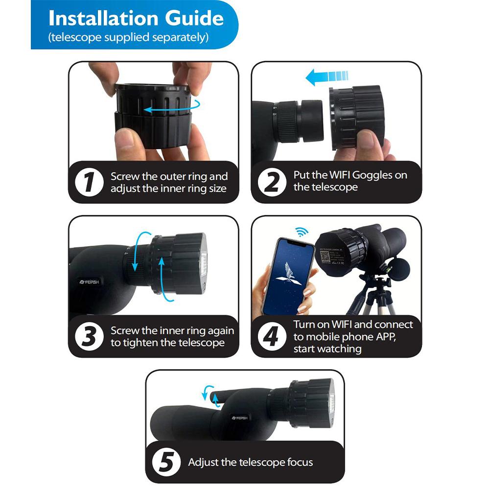 V12 WiFi Telescope Eyepiece Camera 4 Megapixels Camera 2K Telescope-HD Electronic Eyepiece Camera For Astronomy Bird Watching