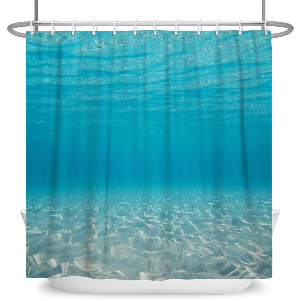 Tropical Starfish Shower Curtain with Hooks Waterproof Polyester Bathroom Curtain Ocean Beach Design Easy Clean Bathtub Curtains