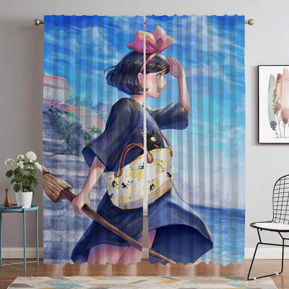 Blackout Curtains for Camera Kiki's Delivery Service Curtains Child Room Halloween Decoration Window Curtain Tulle for Bedroom