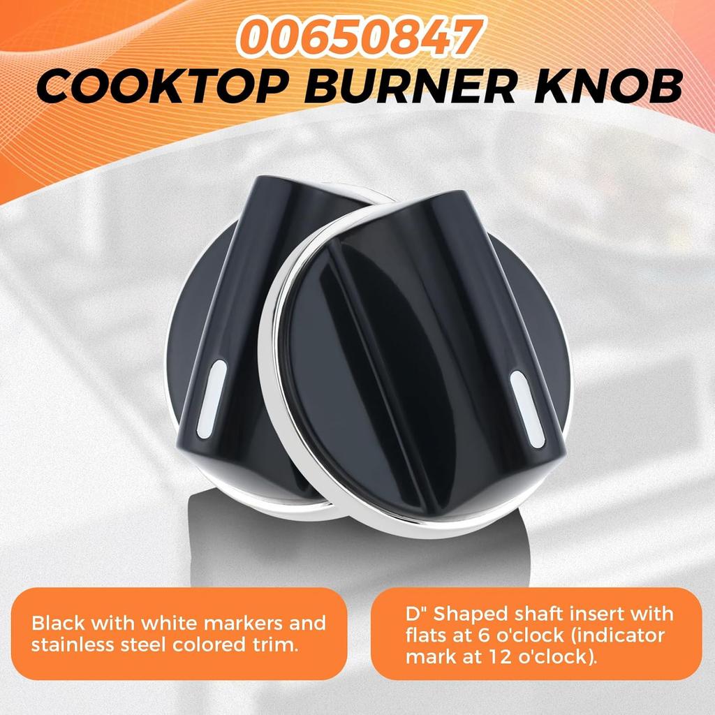 00650847 Cooktop Stove Knobs Compatible with Bosch, Burner Control Dial Knob Range Oven Replacement 00650847 650847 1999734 AH3480601 AP4513132