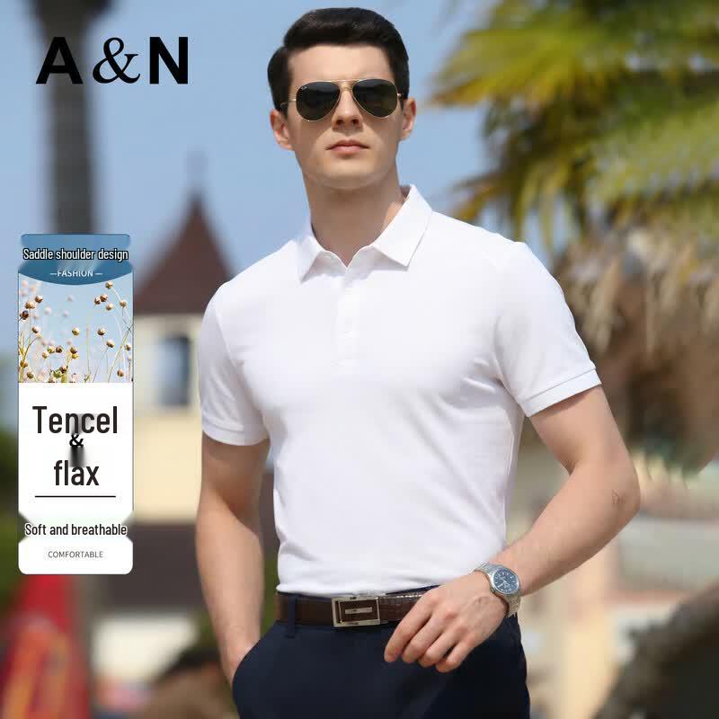 

Antonio Men s Tencel-Linen Blend Polo Shirt L