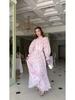 2025 Spring Retro Elegant Floral Long Dress with Waist-Hugging Long Sleeves for Women.