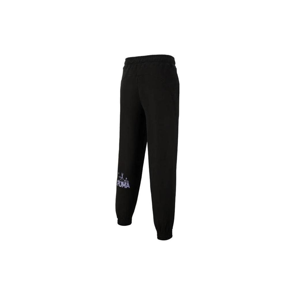 Puma Solid Pattern Printed Lace-Up Knitted Sports Pants Women Bottoms Black 539965-01