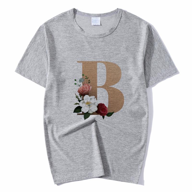 Summer A To Z 26 Alphabet Print Tshirt Cartoon Tees Women Streetwear Funny Casual T