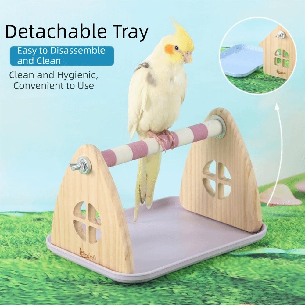 With Tray Wooden Bird Platform Stable Bird Training Stand  Bird Enrichment