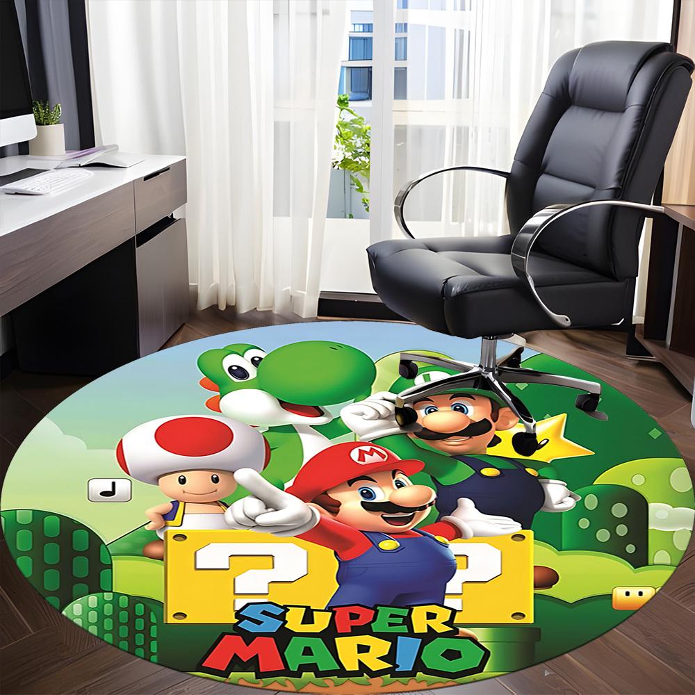 1PC Super Mario Office Round Rug, Non-slip, Soft and Durable Office Rug for Interior Decoration, Perfect for Office, Beautiful Decoration
