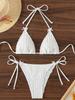 2025 New Summer Swimwear Bikini Set Sexy Laced Up Backless Bikini 2 Piece Set Women Solid Split Waist Beach Vacation Bikini
