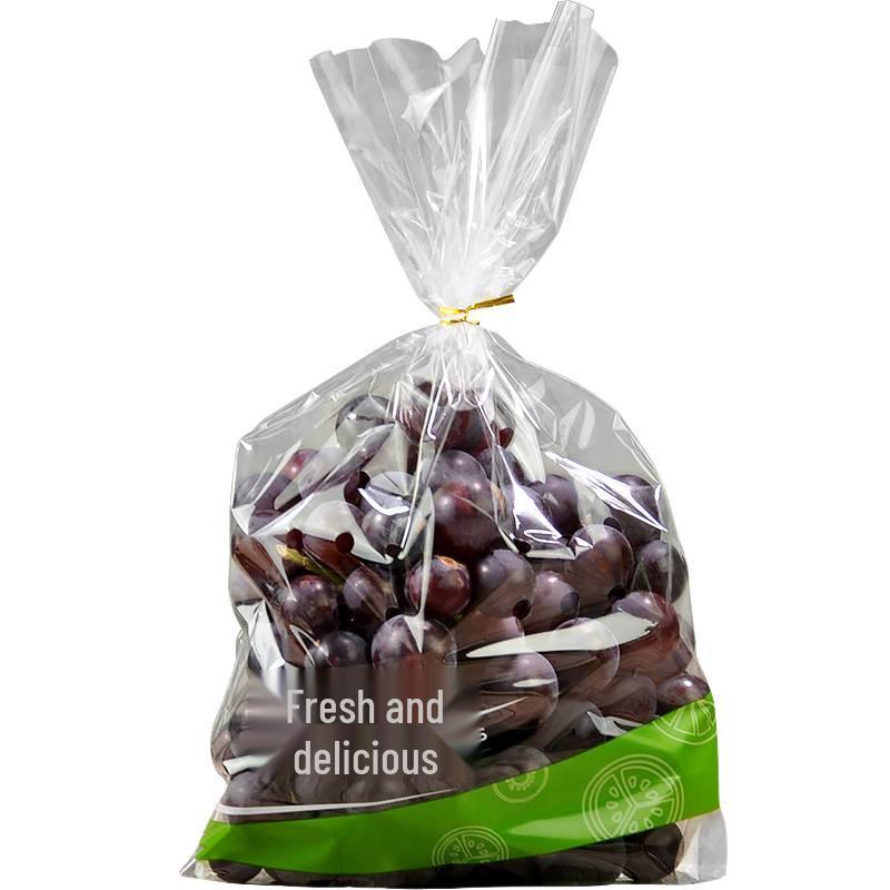 5 Jin Transparent Fresh Fruit Bags with Breathable 36 Grape Holes and Tie Closure, 2-Pack