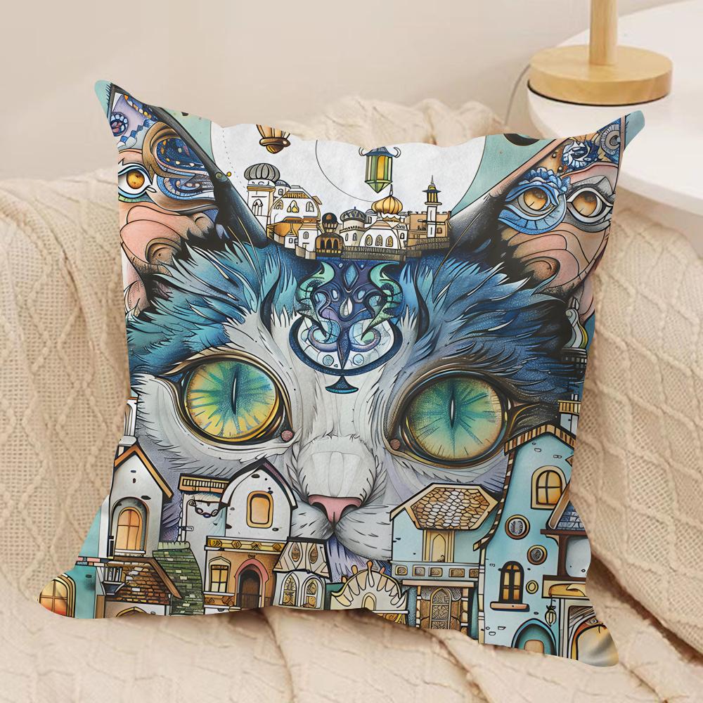 Funny Animal Vintage Portrait Cushion Cover Silky Short Plush Invisible Zipper Dustproof Sofa Pillow Case For Home Decor