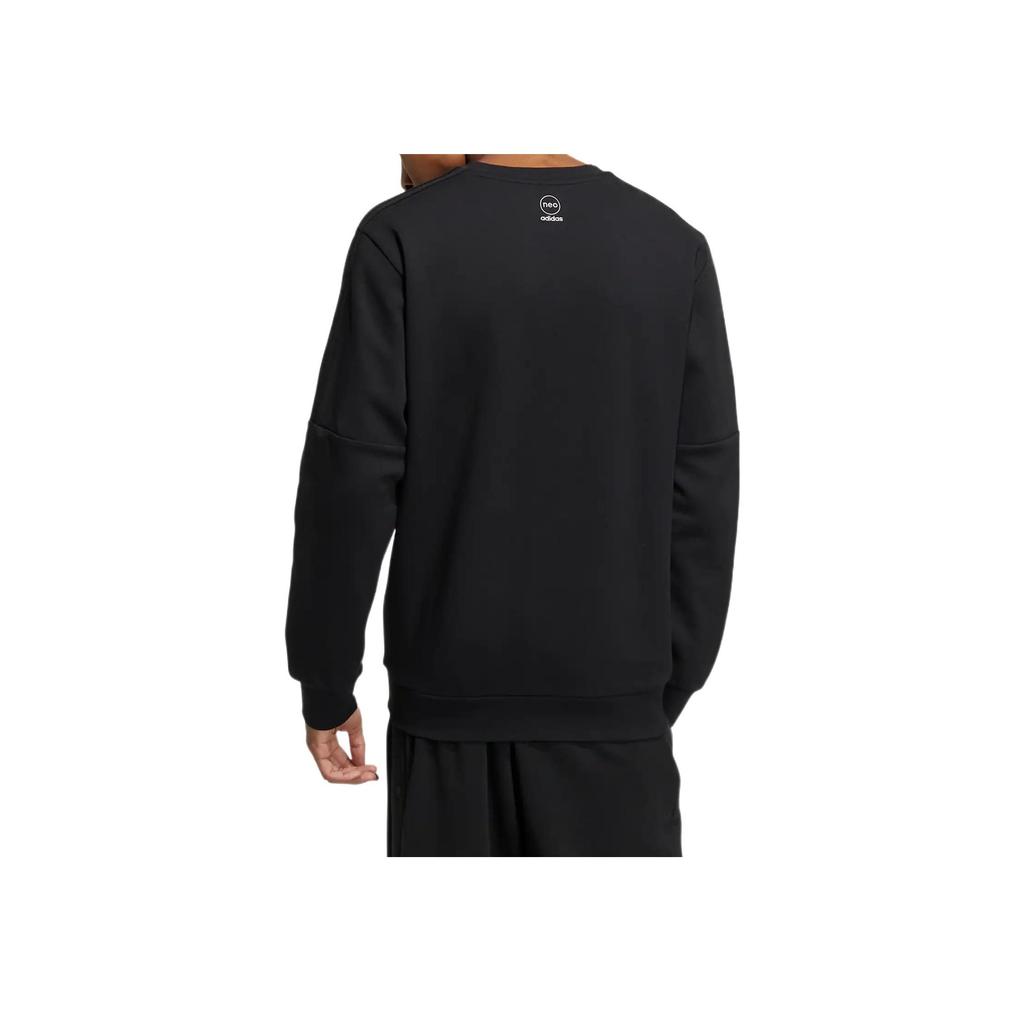 Adidas Neo Essential Logo Print Long Sleeve Sweatshirt Men Tops Black HZ2407