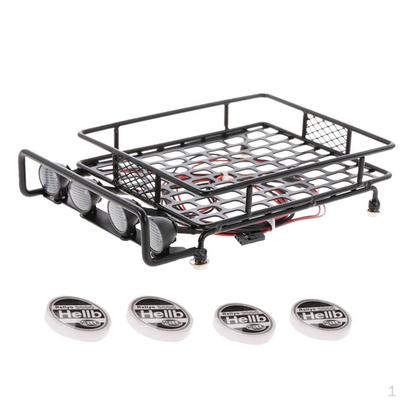 170*110*40mm Alloy Roof Rack W/ Round LED Light & Lampshade For 1/10 RC Car