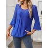 Women's Elegant Fashionable Round Neck Ruffle Sleeves Shiny Mesh Top Shirt
