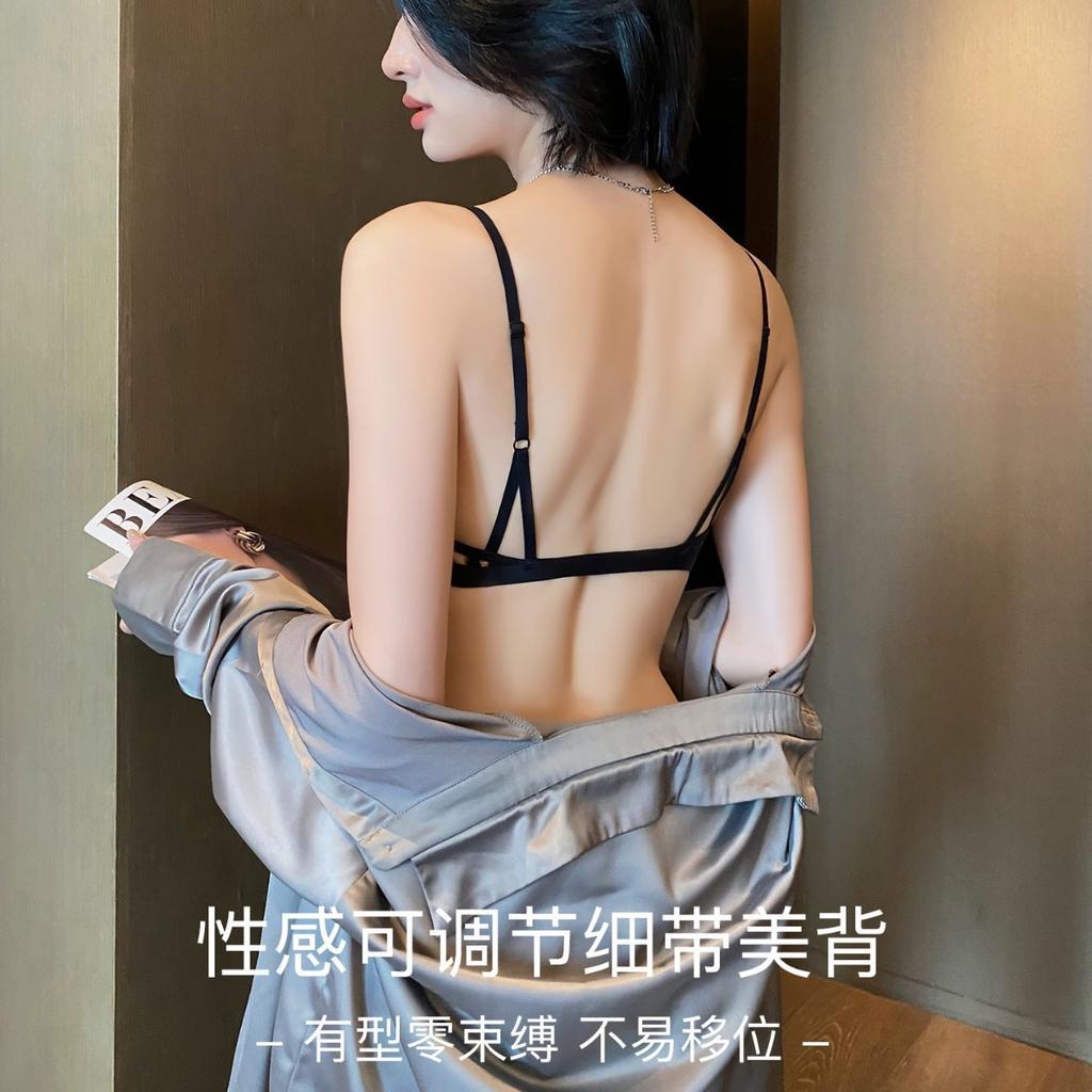 Leopard print front buckle sexy deep V underwear women's small breasts gather comfortable no steel ring anti-sagging smooth surface seamless bra cover