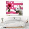 Patriotic Wall Hanging Tapestry of Roses and White Dogs American Flag Wall Hanging Cloth Dormitory Room Decoration Wallpaper Ban