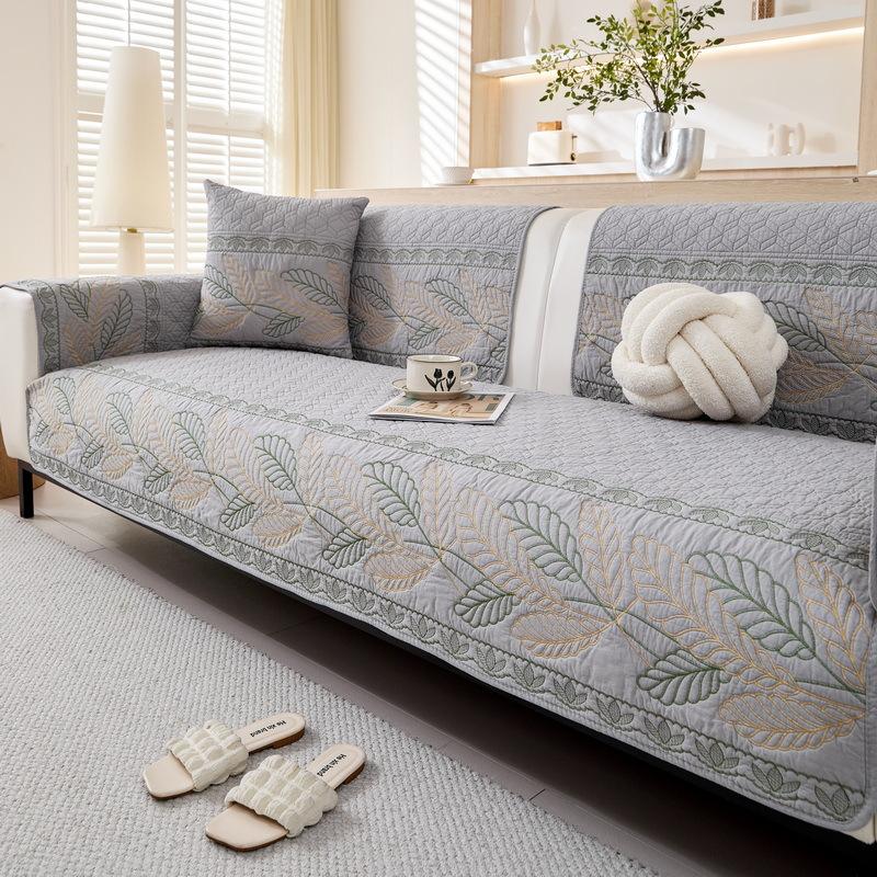 Pure Cotton Sofa Cushion Universal In All Seasons  New Fixed Non-Slip Cover Light Luxury High-End Feeling Cloth Towel Seat Cushion