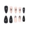 Halloween Spider Web Nail Tips Long Teardrop Shape Black Gothic Press-On Nails Women