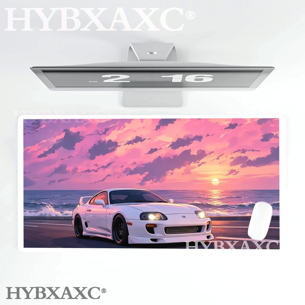 HYBXAXC Retro Anime Sunset Sports Car Mouse Pad NonSlip Rubber Basem Large Desk for Gamers Washable Durable for Car Lovers 800x400x2mm