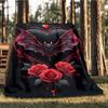1pc Bat Heart Roses Outdoor Blanket - Lightweight Flannel Throw For Travel, Camping, Gifts For Family Or Friends yy251114187