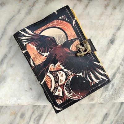 Vintage Inspired Handmade Leather Journal Diary Notebook Sketchbook 200 Vintage Look Deckle Edge Pages with Aesthetic Bird Design & C-lock