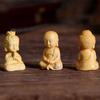 Boxwood Carved DIY Baby Buddha Little Monk Figurines Buddha Statue Car Ornament Key Chain Pendant