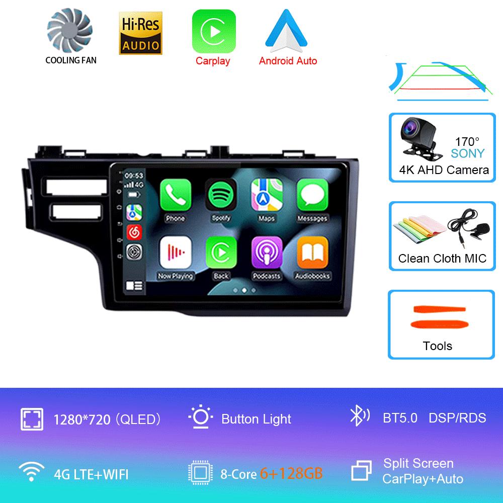 Android 14 Car Radio For Honda Jazz 3 2015 - 2020 Fit 3 GP GK 2013-2020 QLED Multimedia Player GPS Navigation BT Carplay Auto