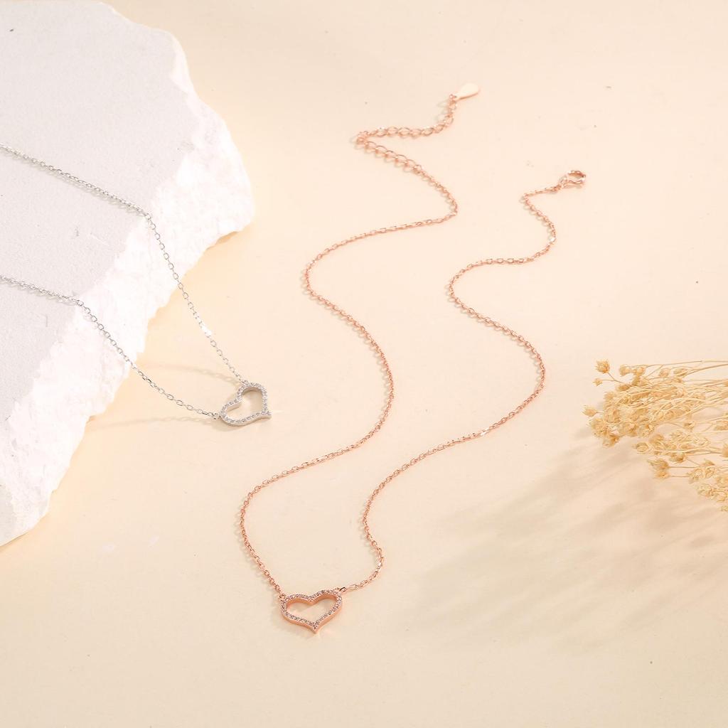 Beixi S925 Sterling Silver Rhinestone Heart Clavicle Chain - Elegant and Simple Luxury Jewelry