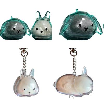 Pet Hair Transparent Rabbit Hair Organizer Pendant Keychain Backpack Souvenirs Storage Capsule Pet Memorial Collection Bag