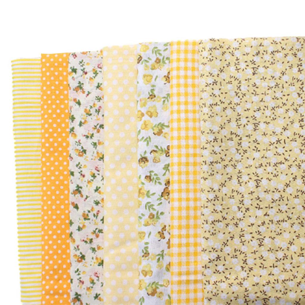 iikuru Cut Floral Stylish Handmade Fabric Set Cloth, Print, Fabric, Scraps, Flowers, Crafts, Patchwork, (Yellow 2, 25x25cm)