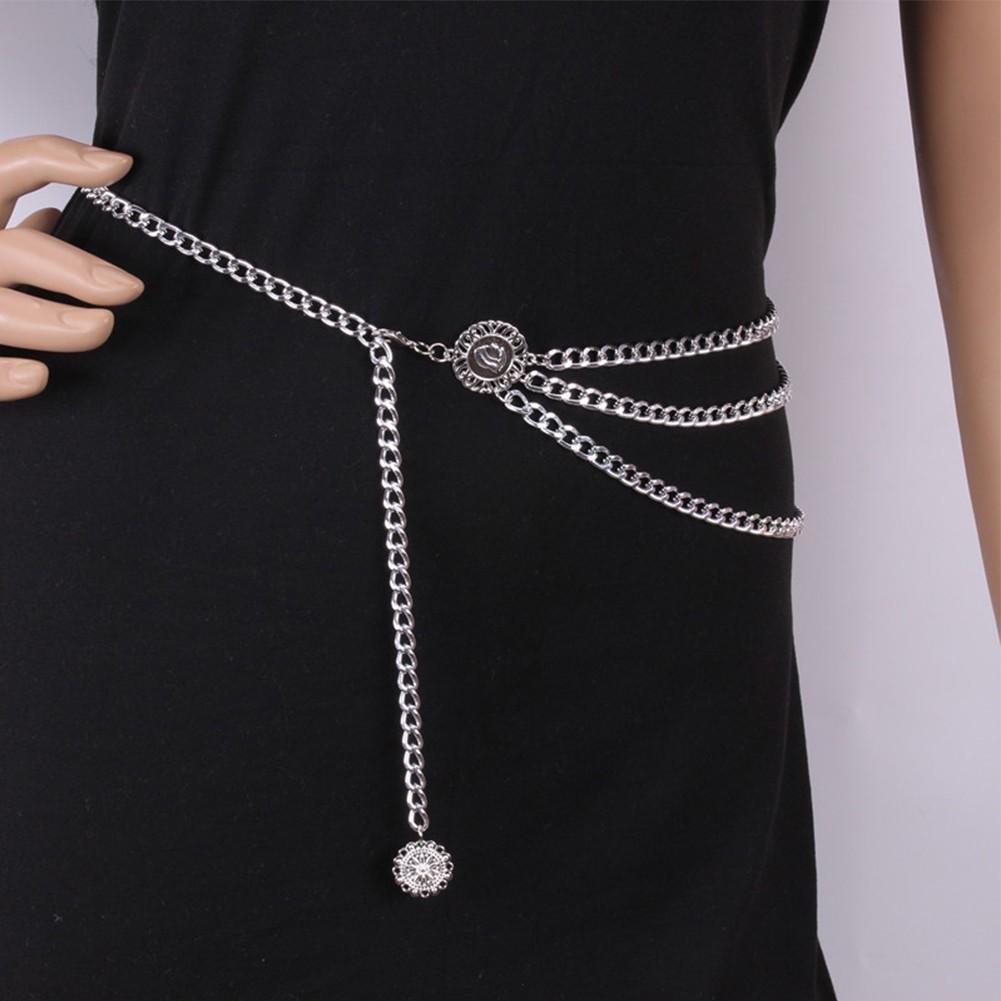 

Fashion Belt For All Seasons Retro Metal Solid Color Free size срібний